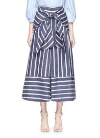 Johanna Ortiz Merrymack Tie Waist Stripe Raw Silk Culottes at Lane Crawford